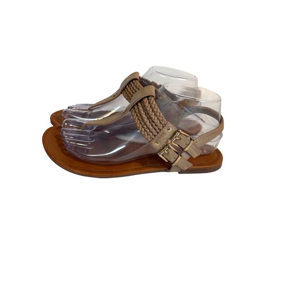 MIA Ivelise Women's 7.5 Tan Braided Thong Sandals with Double Buckle Strap - Picture 6 of 11